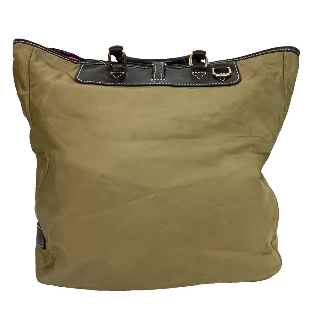 Dooney & Bourke-Olive Green Nylon-Pink Interior-Hobo/Slouch Stachel Tote + Strap